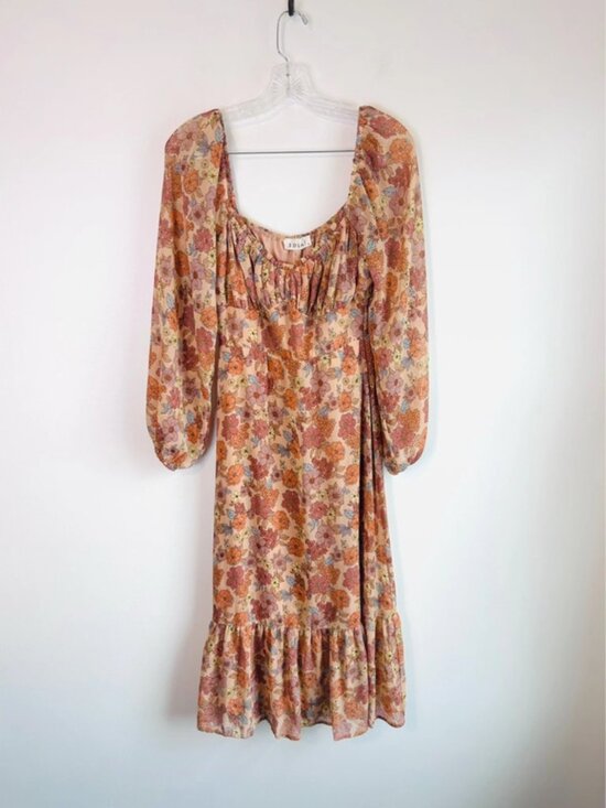 Solaí The Label Dresses & Skirts - Solaí The Label Peach-Orange Boho Floral Maxidress | Size S